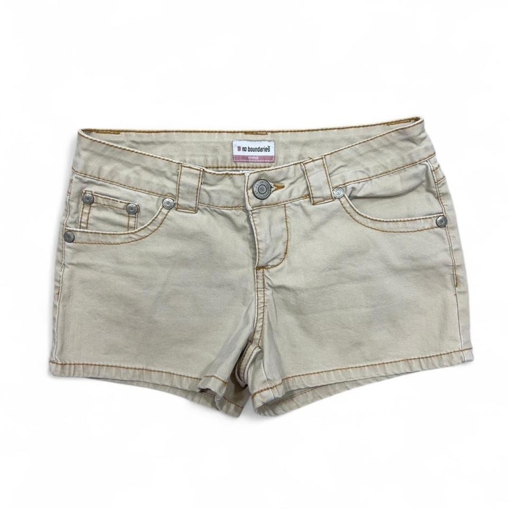 Vintage Y2K No Boundaries Tan Low Rise Shorts Micro Minis Juniors 3